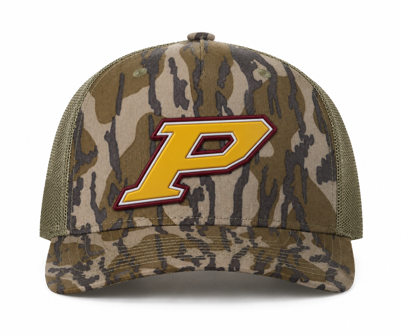 PERRY PANTHER MOSSY OAK BOTTOMLAND LODEN TRUCKER HAT