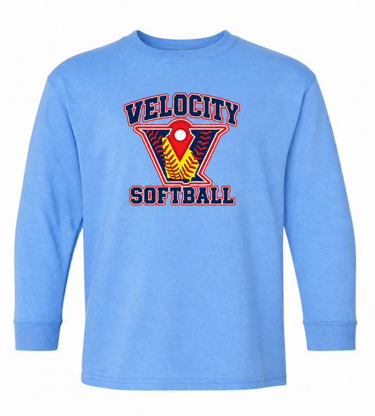 VELOCITY SOFTBALL YOUTH LONG SLEEVE COTTON T SHIRT
