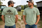 MENS CUSTOM BACKWOODS T SHIRT WITH STEER SKULL AND BARBED WIRE