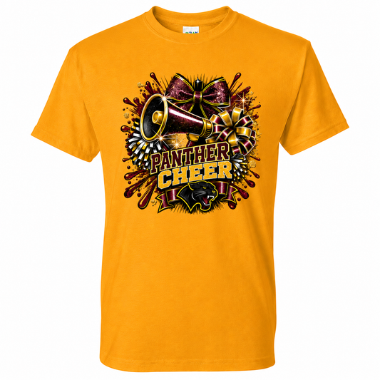 PERRY PANTHER CHEER ADULT/TEEN GOLD SHORT SLEEVE COTTON T SHIRT