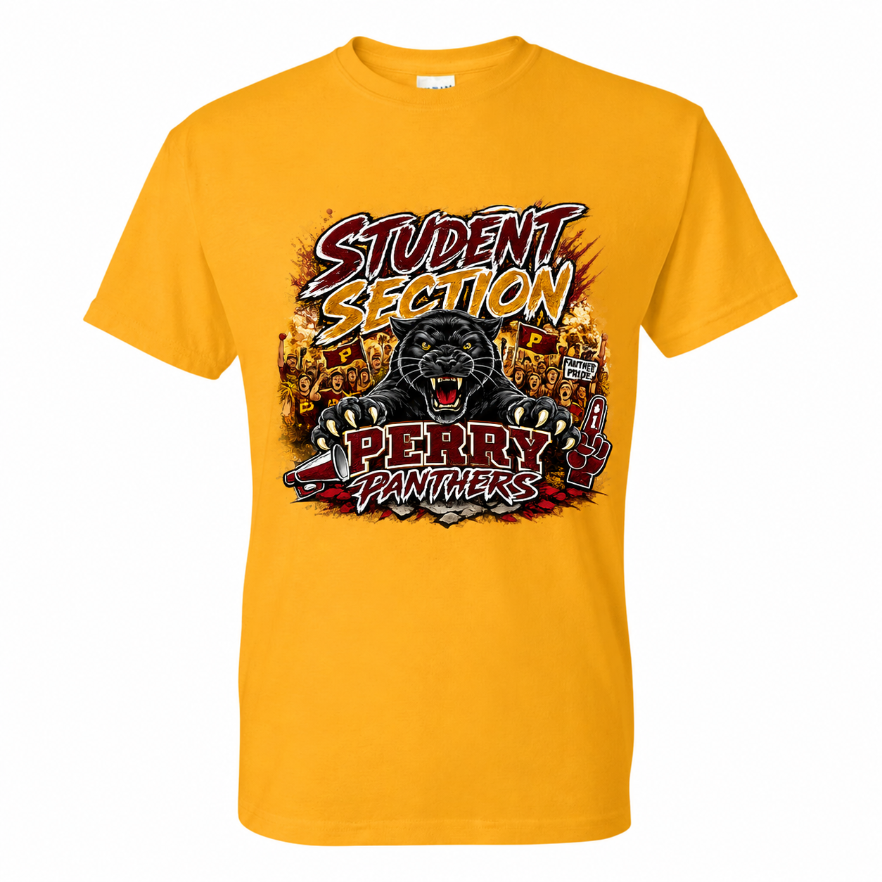 PERRY PANTHER STUDENT SECTION ADULT/TEEN COTTON SHORT SLEEVE T SHIRT