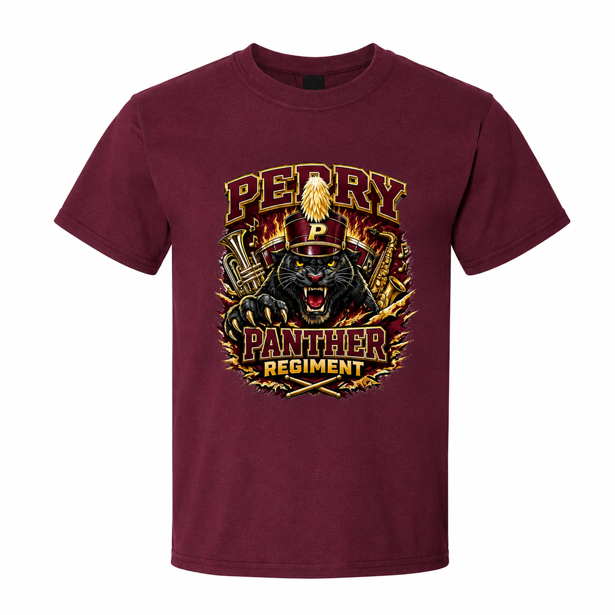PERRY PANTHER YOUTH BAND MAROON COTTON T SHIRT