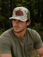 MENS/TEEN CAMO TRRUCKER HAT WITH CUSTOM UV LEATHER PATCH