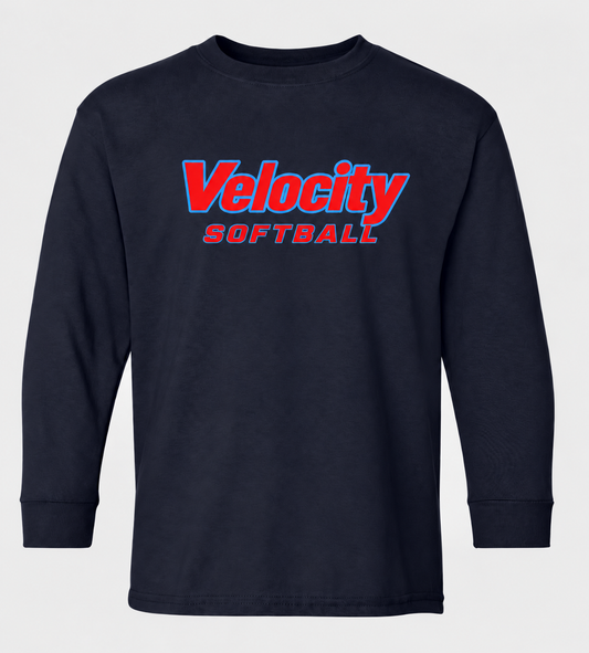 VELOCITY SOFTBALL YOUTH COTTON LONG SLEEVE T SHIRT